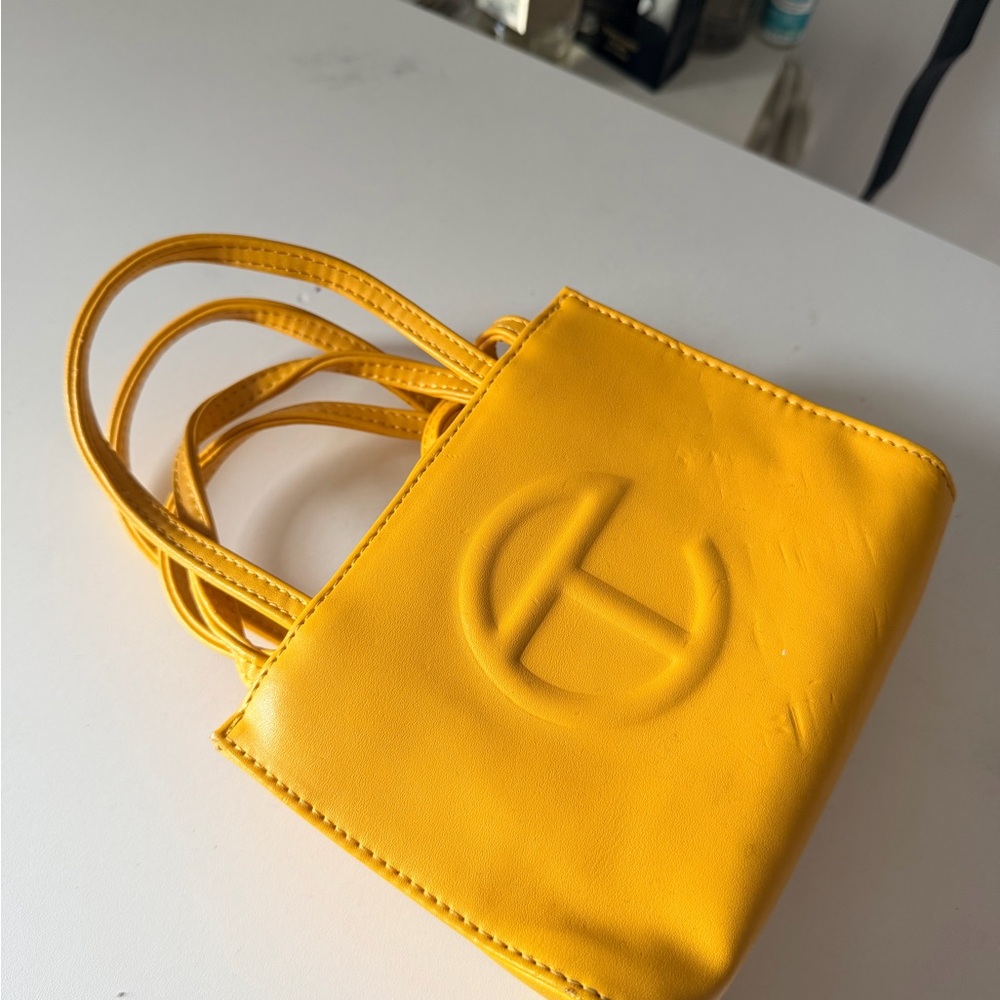 Telfar Yellow Mini Tote with Debossed Logo
